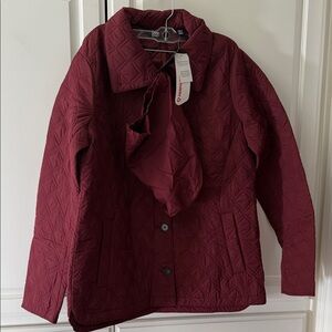 Lands End Deep Red Quilted Puffer Jacket